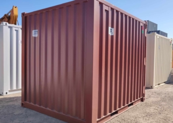 Contenedor de envío rojo usado de 10 pies