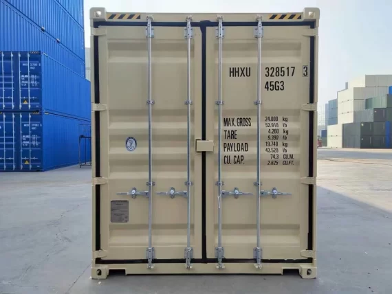 Nuevo contenedor de envío de 40 pies de color beige con parte superior abierta. - immagine 5