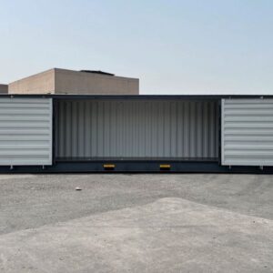 Nuevo contenedor de envío gris de 40 pies con lados abiertos