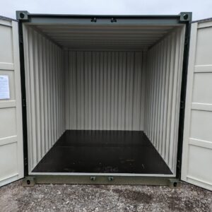 Contenedor de envío verde oscuro de 10 pies usado