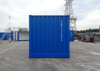 Nuevo contenedor de envío azul de 20 pies con lados abiertos