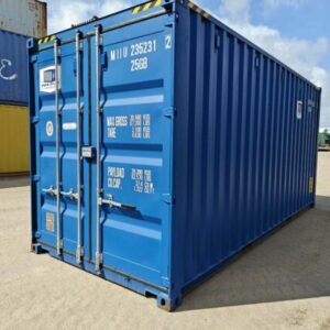 Contenedor de envío azul de 20 pies usado