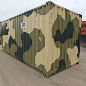 Contenedor de envío verde militar de 20 pies